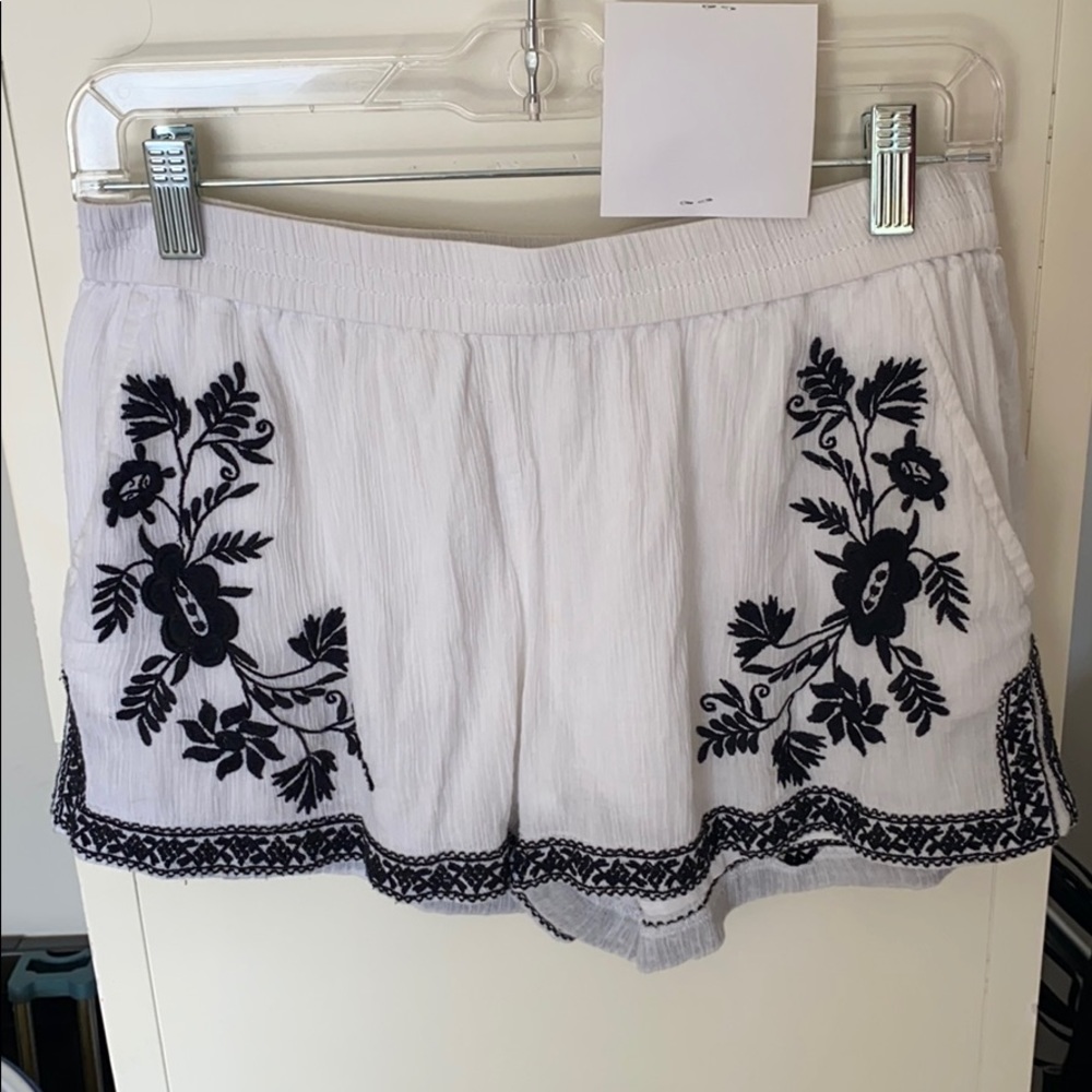 J. Crew Black Floral Embroidered Shorts